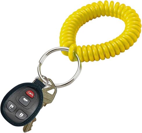 Lucky Line 2" Spiral Wrist Coil with Steel Key Ring, Flexible Wrist Band Key Chain Bracelet, Stretches To 12", Neon Pink, 5 Pack (4106605) in Saudi Arabia