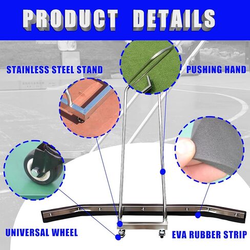 TNZMART ممسحة ملعب التنس ممسحة أرضية مزيل المياه مكنسة أرضية الملعب مع مقبض وعجلات معدات التنظيف الميدانية in Kuwait