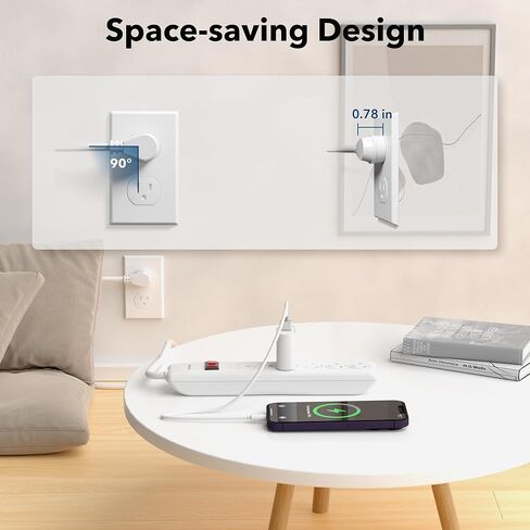BN-LINK 6-Outlet Power Strip Surge Protector 2-Pack، سلك تمديد بطول 10 أقدام، 600 جول، أغطية أمان ملتوية للإغلاق، قابس مسطح 90 درجة، حماية من الحمل الزائد، أبيض in Kuwait