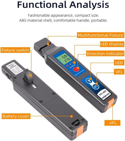 TFI-40V معرف الألياف البصرية الطول الموجي 800nm ​​إلى 1700nm، معرف الألياف الضوئية كاشف الألياف الحية مع VFL 10mW LED in Kuwait