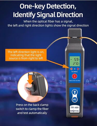 TFI-40V معرف الألياف البصرية الطول الموجي 800nm ​​إلى 1700nm، معرف الألياف الضوئية كاشف الألياف الحية مع VFL 10mW LED in Kuwait