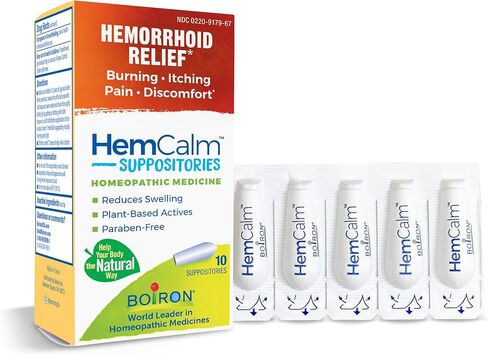 Boiron HemCalm Suppositories for Hemorrhoid Relief of Pain, Itching, Swelling or Discomfort - 10 Count in Saudi Arabia