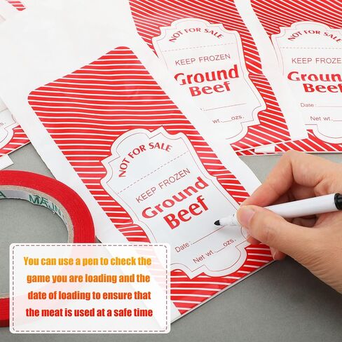 Cholemy 1 lb Red Plaid Ground Beef Freezer Bags Polyethylene Sausage Meat Bags for Freezer Storage Dry Age Bags for Meat with Bag Sealing Tapes Your Ground Meat Packaging System(1000 Pcs) in Saudi Arabia