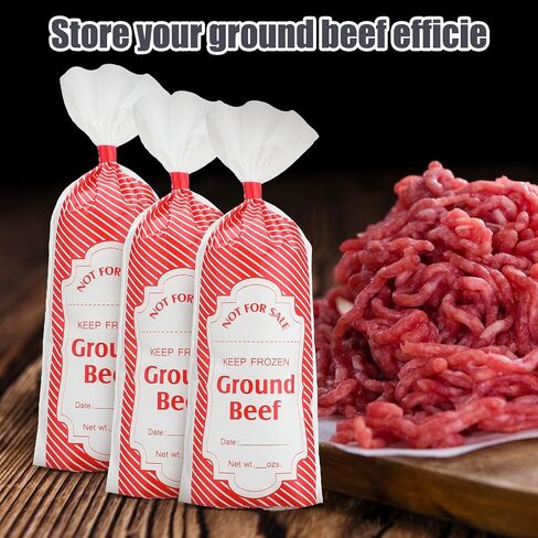 Cholemy 1 lb Red Plaid Ground Beef Freezer Bags Polyethylene Sausage Meat Bags for Freezer Storage Dry Age Bags for Meat with Bag Sealing Tapes Your Ground Meat Packaging System(1000 Pcs) in Saudi Arabia