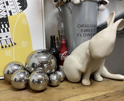 مجموعة كرات زخرفية لامعة، كرات زخرفية من الفولاذ المقاوم للصدأ، منحوتة كروية لديكور رفوف الخزانة المركزية (فضية-6 قطع) in Kuwait