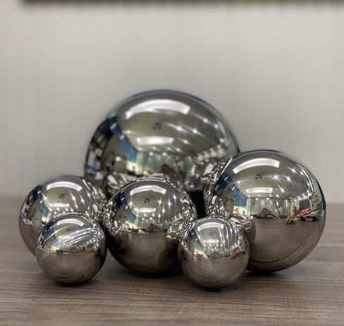 مجموعة كرات زخرفية لامعة، كرات زخرفية من الفولاذ المقاوم للصدأ، منحوتة كروية لديكور رفوف الخزانة المركزية (فضية-6 قطع) in Kuwait