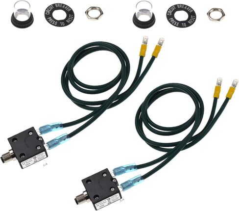 2pcs 20 Amps 125/250VAC Thermal Circuit Breaker,32VDC Quick Connect Terminals Manual Reset Fuse Teste Overload Protector Switch,Low Voltage Protection with Dust Cover and 12AWG Wires in Kuwait