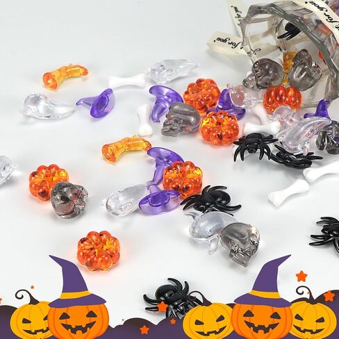 150 Pcs Mini Acrylic Halloween Vase Filler, 7 Style Fall Halloween Vase Filler Bin Filler Pumpkin Hat Skull Head Witch Boots Ghost Spider Fake Bones for Harvest Halloween Party Supply (Multicolor A) in Saudi Arabia