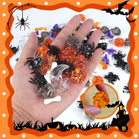 150 Pcs Mini Acrylic Halloween Vase Filler, 7 Style Fall Halloween Vase Filler Bin Filler Pumpkin Hat Skull Head Witch Boots Ghost Spider Fake Bones for Harvest Halloween Party Supply (Multicolor A) in Saudi Arabia