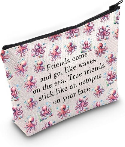JXGZSO Funny Friendship Octopus Makeup Bag True Friends Stick Like A Octopus On Your Face Novelty Cosmetic Bag Best Friend Gift (Best friend octopus) in Saudi Arabia