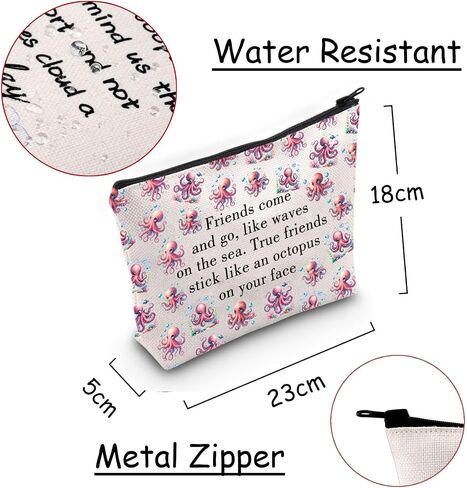 JXGZSO Funny Friendship Octopus Makeup Bag True Friends Stick Like A Octopus On Your Face Novelty Cosmetic Bag Best Friend Gift (Best friend octopus) in Saudi Arabia