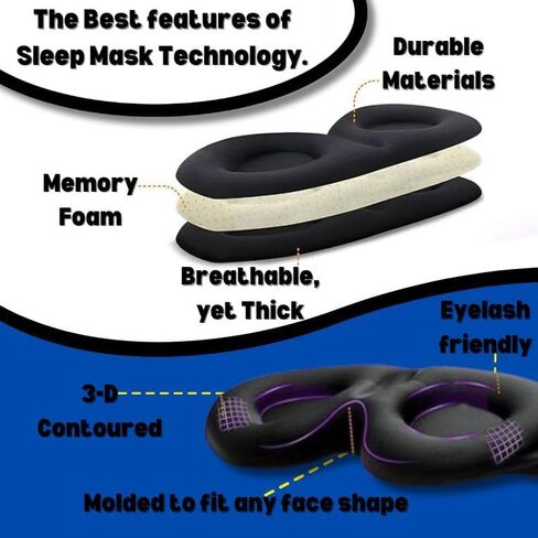 Premium American Sleepwear™ Sleep Mask - Memory Foam Eye Mask for Sleeping, Travel Sleep Mask, Comfortable Night Mask, Blindfold for Sleep, Light Blocking Sleeping Mask for Men and Women. in Saudi Arabia