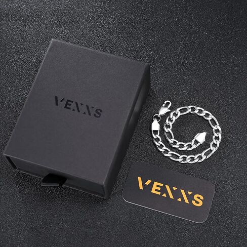 سوار VEXXS فيجارو، سوار كوبي مطلي بالذهب الحقيقي عيار 18 قيراط للرجال، متين لا يبهت اللون، سوار سلسلة فيجارو 6 مم 9 مم للرجال سوار ذهبي عصري عصري in Kuwait