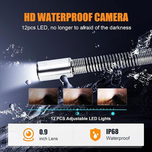 Sewer Camera with Locator,9inch 1080P HD Screen,Sewer Inspection Camera with 512Hz Transmitter and Receiver,16GB DVR Drain Snake Camera Self-Leveling (512hz-Self-leveling-Receiver, 40M/131ft) in Saudi Arabia