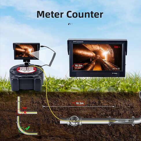 Sewer Camera with Locator,9inch 1080P HD Screen,Sewer Inspection Camera with 512Hz Transmitter and Receiver,16GB DVR Drain Snake Camera Self-Leveling (512hz-Self-leveling-Receiver, 40M/131ft) in Saudi Arabia