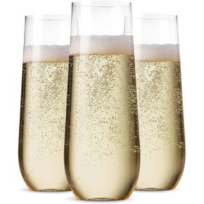 Munfix 40 Pack Stemless Plastic Champagne Flutes Disposable 9 Oz Clear Plastic Toasting Glasses Shatterproof Recyclable and BPA-Free