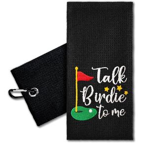 ERHACHAIJIA Talk Birdie to Me Embroidered Golf Towel with Clip. Funny Golf Accessories Golf Gifts for Men Women Golf Lover Mom Dad Uncle Grandpa, Birthday Retirement for Golf Fan