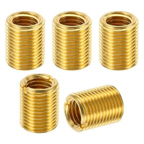 PATIKIL Brass Threaded Repair Insert Nut, 5 Pcs M16x1.5 Male to M12x1.75 Female Thread Sleeve Inserts Reducing Nut Adapter Reducer Screw Sleeves 20mm