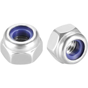 uxcell M4 x 0.7mm Nylon Insert Hex Lock Nuts, 304 Stainless Steel, Plain Finish, Pack of 50