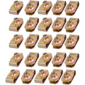 uxcell 25pcs 65Mn Spring Steel Speed Fastener U Nut Clip Brass Tone for M5 Screw Bolt