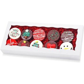 50pcs Cookie Boxes 12 x 5 x 1.5 Inch Bakery Boxes with window Chocolate Covered Strawberries Boxes for Christmas Valentine's Mother's Day- White