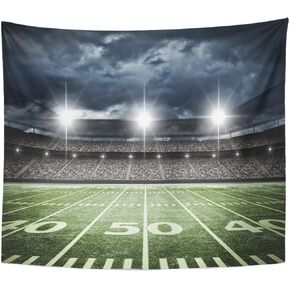 Emvency Tapestry Stadium Football Satdium Field Light Night Soccer Turf Home Decor Wall Hanging for Living Room Bedroom Dorm 50x60 Inches