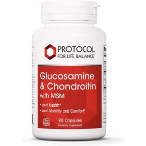 Protocol Glucosamine & Chondroitin with MSM - Joint Support* - Chondroitin MSM Supplement - Non-GMO & Dairy Free - 90 Veg Caps