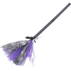 Beavorty Halloween Witch Broom Witch Broomstick Props Purple Witch Broom Witch Costumes Accessories for Halloween Dress up Fancy Party