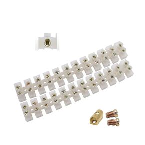 Tnisesm/10Pcs Screw Terminal Block, 12 Position Double Row Terminal Strip, Wire Connector 20Amp 380V Eurostyle Terminal Barrier Block for Small Home Projects and Electrical DIY ST12P-10A