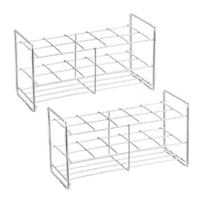 PATIKIL 12 Holes Tube Rack, 2Pcs 36mm Square Hole 304 Stainless Steel 3 Layer Tube Holder Stand with Handle Suitable for 36mm Dia Tube for Lab Scientific Experiments