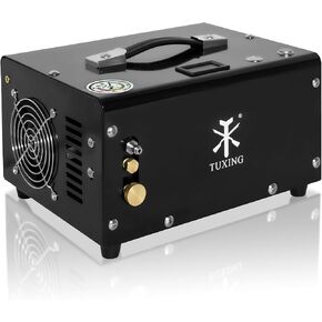 TUXING PCP Air Compressor 4500Psi,Adjustable Auto-Stop High Pressure Compressor,LCD Display Version,Equipped with Water Cooling System,Scuba Diving Tank Pcp Air Rifles Charging 110V（with Adapter）