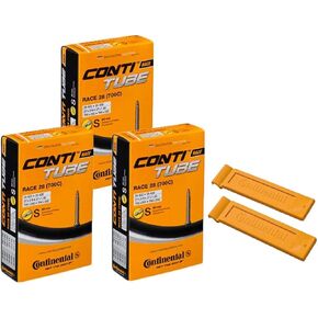 Continental 60mm Presta Valve Tube, Black, 700C (Pack of 3)