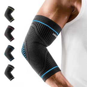 Elbow Compression Sleeve 2 Pack, High Elastic Elbow Brace for Tendonitis and Tennis Elbow for Women & Men, Elbow Sleeve for Tennis, Golfer, Badminton, Weightlifting, Black M