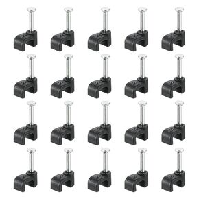 uxcell Cable Clips with Steel Nail, 200Pcs 6mm/0.24" Plastic Cable Wire Clips, Ethernet Cable Clips Nail in Cable Clips for Home Wires Cables Cords Management, Black