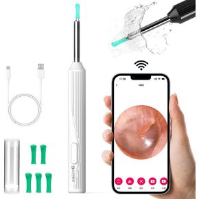 Aoriko Ear Wax Removal Tool,Ear Cleaner with Camera,Earwax Removal Kit with Light,Wireless Ear Scope for iOS&Android,Insects & Plant Microscopes,Visual Earwax Removal Kits (White)