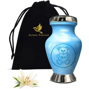 جرة للرماد - جرة للطفل الصبي والفتاة - جرة مصنوعة يدويًا للأطفال والرضع - تحية لأحبائك - جرة حرق جثث تذكارية للطفلة والولد (أزرق فاتح، صغير) in Kuwait