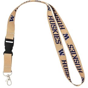 Desert Cactus University of Washington Lanyard Huskies U of W Car Keys ID Badge Holder Lanyard Keychain Detachable Breakaway Snap Buckle (Gold)