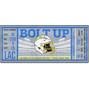 FANMATS 23135 NFL - Los Angeles Chargers Ticket Design Runner Rug - 30in. x 72in. | Sports Fan Area Rug, Home Decor Rug and Tailgating Mat