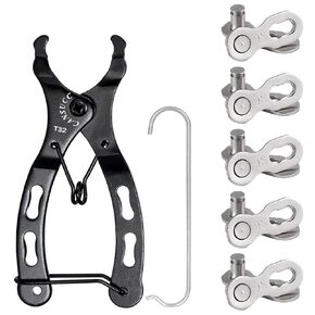 5 Pairs Bicycle Chain Master Link Steel 6/7/8 Speed Chains Repair Accessories Reusable Quick Link + Bike Link Chain Master Link Tool Master Chain Pliers Installation/Removal Chain Link Pliers