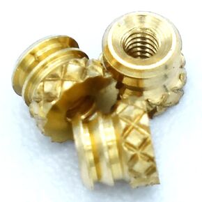 [ J&J Products ] Brass Insert IUB-080, 0-80 Tapered, Thru-Threaded, 3.6 mm OD, 2.9 mm Length, Heat Staking Inserts, 100pcs