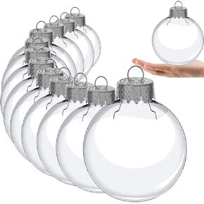 Clear Plastic Ornaments, Clear Christmas Ornaments, Clear Ornaments for Crafts Fillable - 12PCS(3.15 inch)