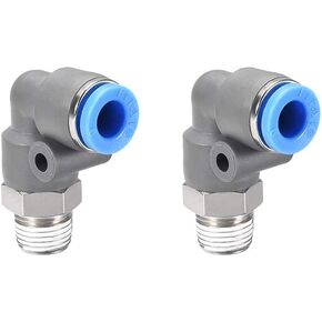 uxcell Elbow Push to Connect Air Fittings 6mm Tube OD x 1/8PT Male Thread Pneumatic Quick Release Connectors Grey 5Pcs