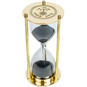 SimbaKart Sand Timer، حامل ساعة رملية نحاسية سوداء عتيقة، ساعة رملية معدنية كبيرة عتيقة 5 دقائق، زجاج رملي فريد للمنزل والمكتب وديكور المكتب