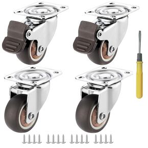 2 inch Swivel Caster Wheels Bearing Plate Caster Wheels, Rolling Casters for Furniture and Workbench Cart, Set of 4 (2 with Brakes & 2 Without) Come with Screws