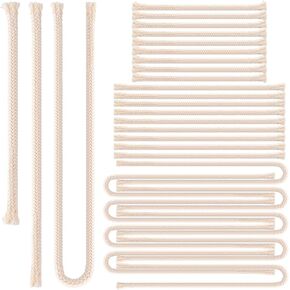30 PCS 1/4" Round Oil Lamp Wicks 0.5/0.65/1.3FT Cotton Braided Lamp Wicks Replacement for Candle Lamp, Alcohol Candle Burner, Oil Lamp Wicks Only