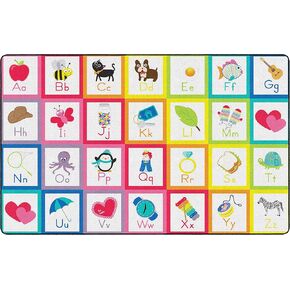 سجادة رائدة على شكل تلميذة على شكل قوس قزح الأبجدية متقاطعة مع صلصة التفاح في الفصل الدراسي سجادة للتعلم في الفصول الدراسية الداخلية أو سجادة لعب تعليمية لغرفة نوم الأطفال، مقاس 7'6 بوصة × 12 بوصة، متعددة الألوان in Kuwait