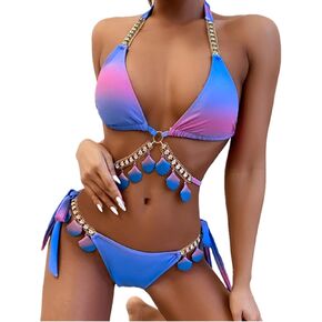Colf Women's Two Piece Bikini Swimwear Rhinestone Swimsuits for Women Bikini Halter Swimsuits