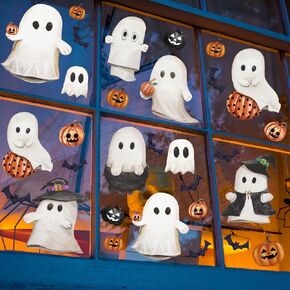 Halloween Window Clings Ghost Pumpkin Bat Window Stickers Double-Side Glass Decals for Home Party Favor Supplies, 7.9 x 11.8 Inch, 9 Sheets