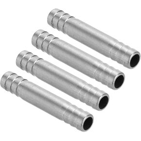 PATIKIL 1" Hose Barb Splicer, 4 Pcs Stainless Steel Hose Barb Splicer Mender Coupler Fitting Round Union Adapter for Water Air Gas, Silver