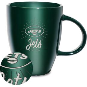 مج ريكو إندستريز NFL Football New York Jets Sunburst Green 18oz من السيراميك المحفور بالليزر in Kuwait